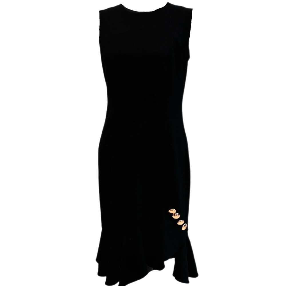 Calvin Klein Black Asymmetrical Sheath Dress Cocktail
